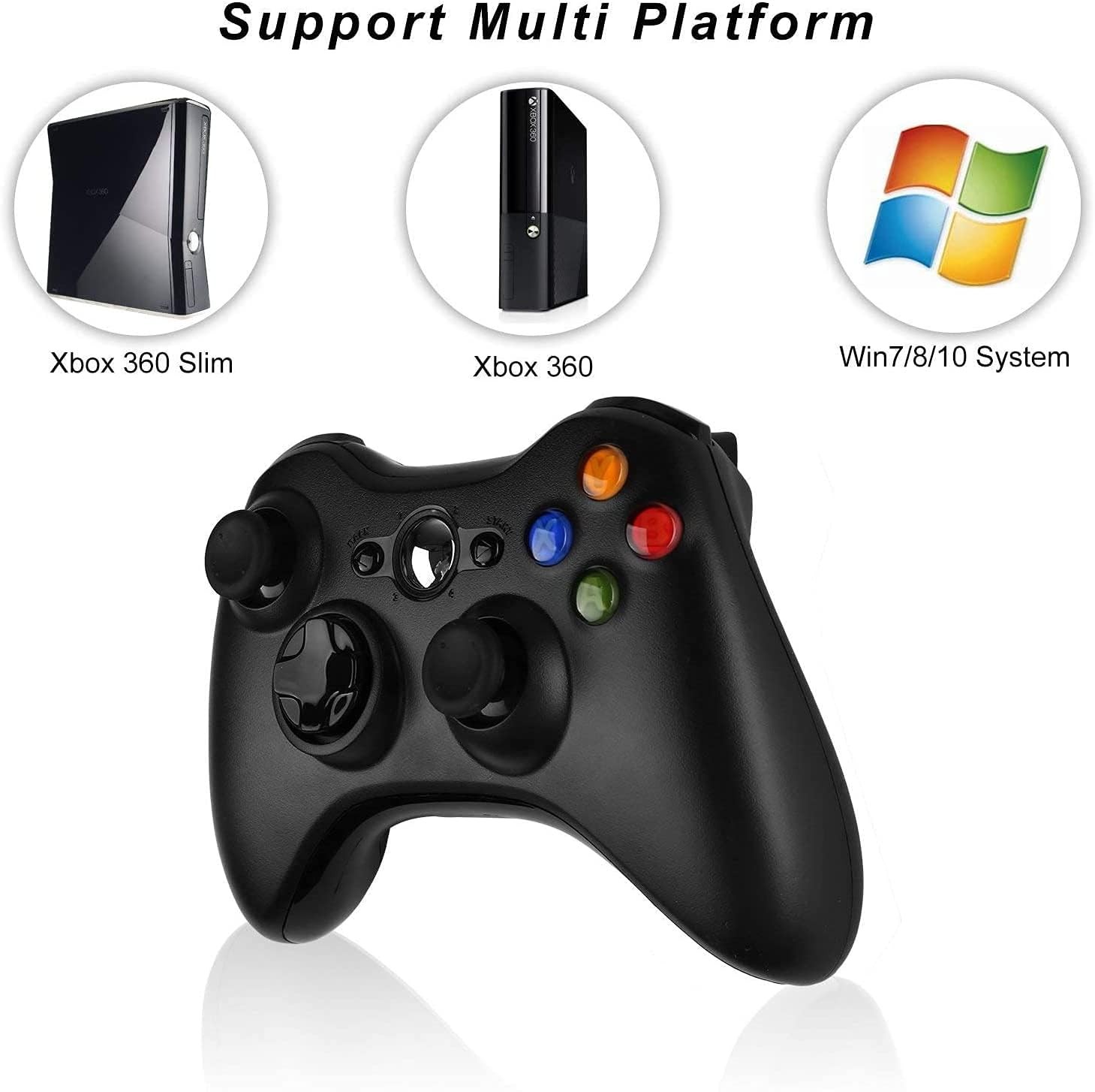 Xbox 360 Wireless Controller 2 Pack, 2.4G Wireless Controller for Xbox 360 & ...