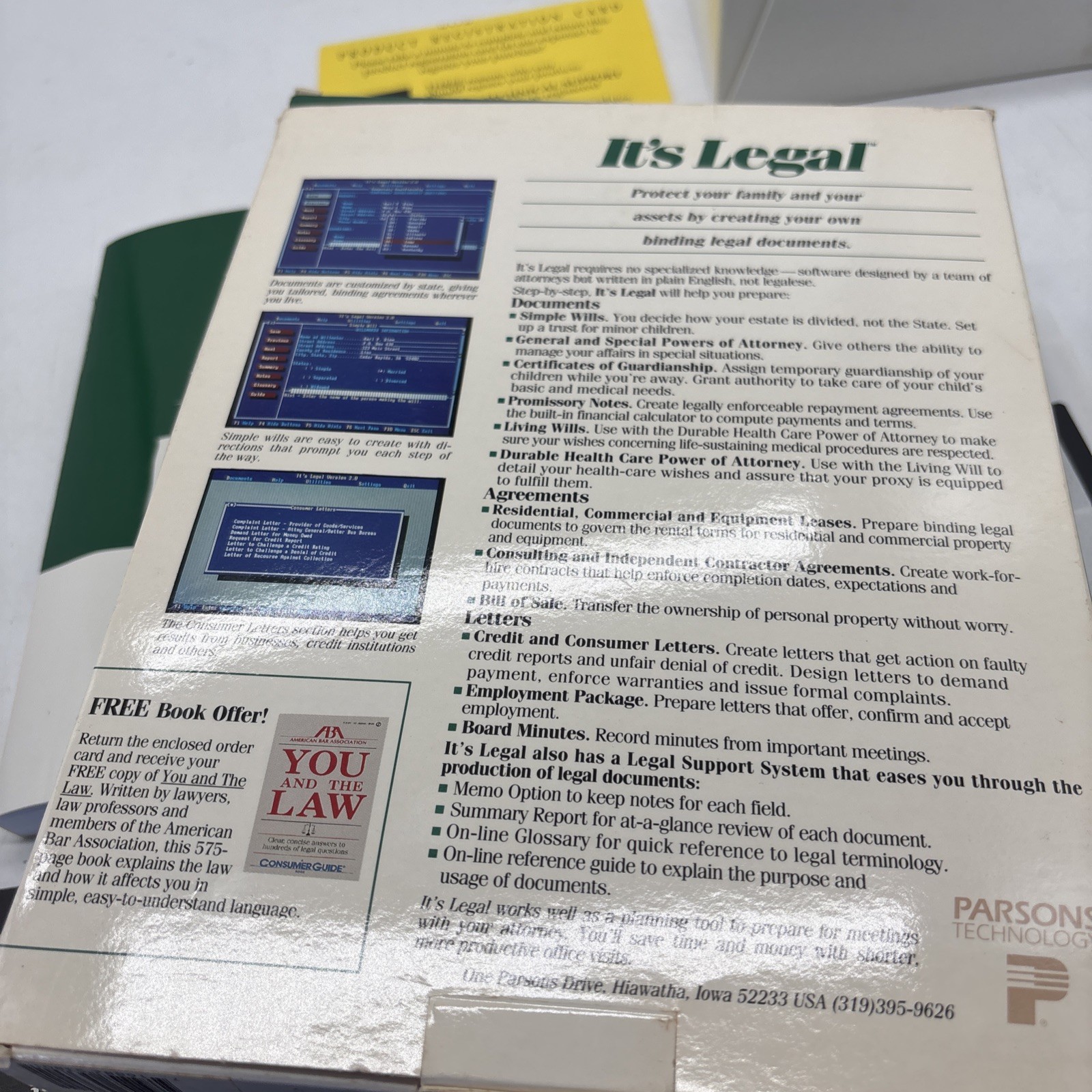 “It's Legal” 2.0 Parsons Technology Computer Software Lawyer Software Complete