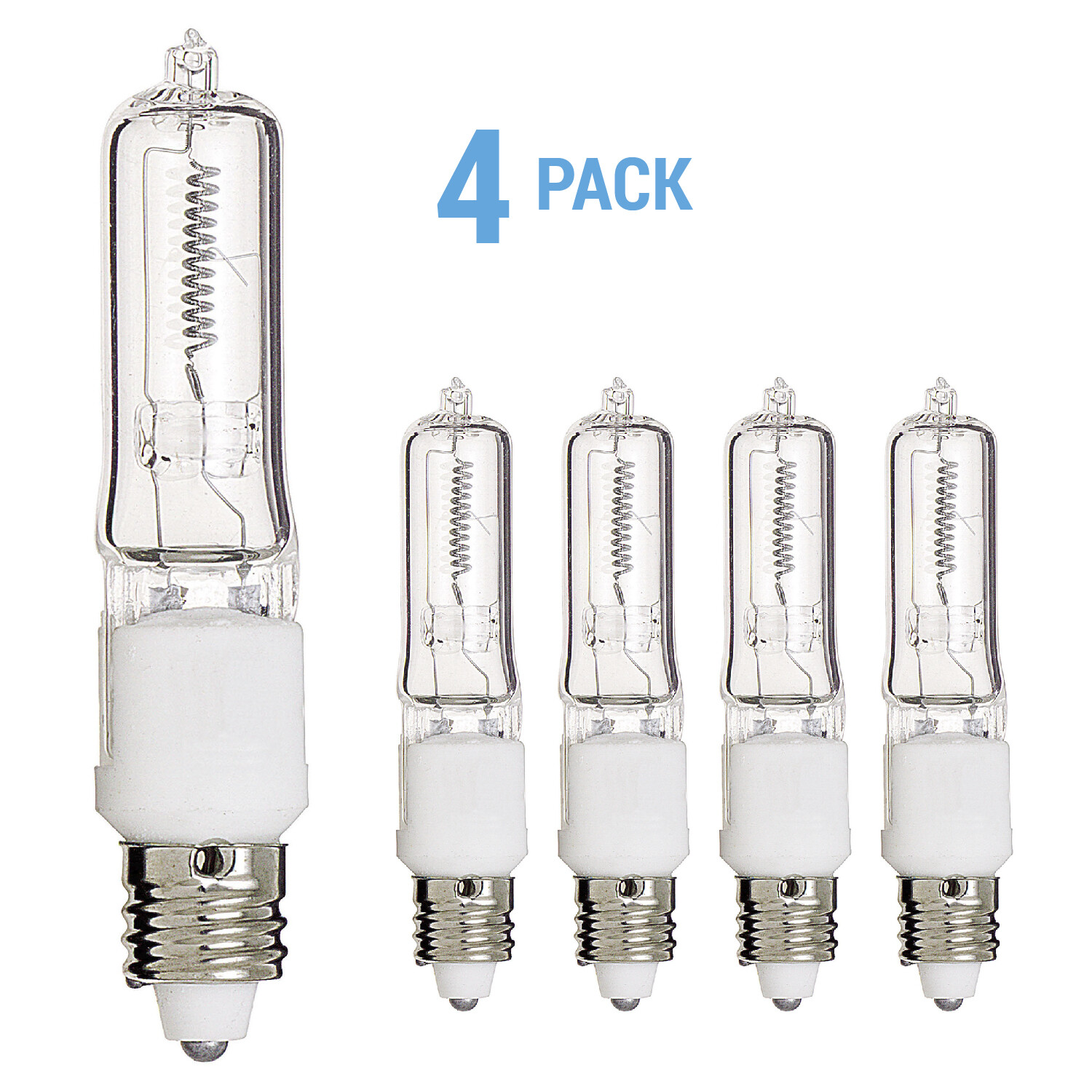 4 Pack Q50CL MC Clear Bulb 50W 120V JD T4 Dimmable Mini Candelabra Screw E11