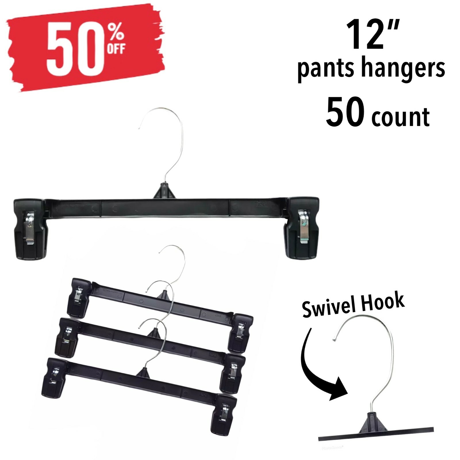 Clothes Hangers-MAINETTI 12" pants 6212-Padded Clips- 50Qty*SALE 50% off (IT#44)
