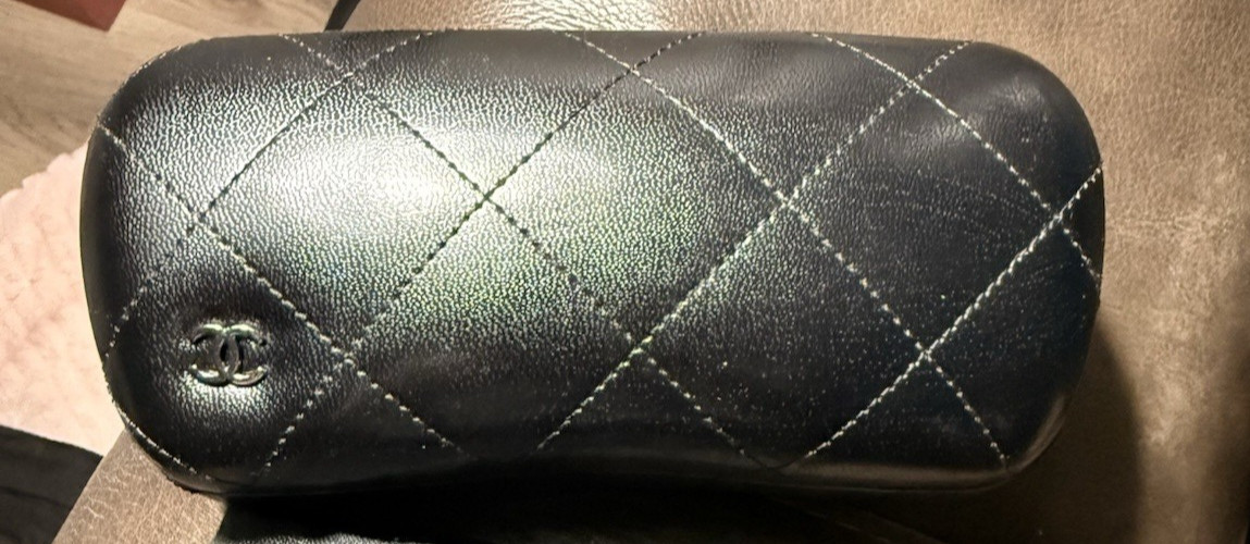 Authentic Chanel Eyeglasses or Sunglasses Quilted Hard Clamshell Case