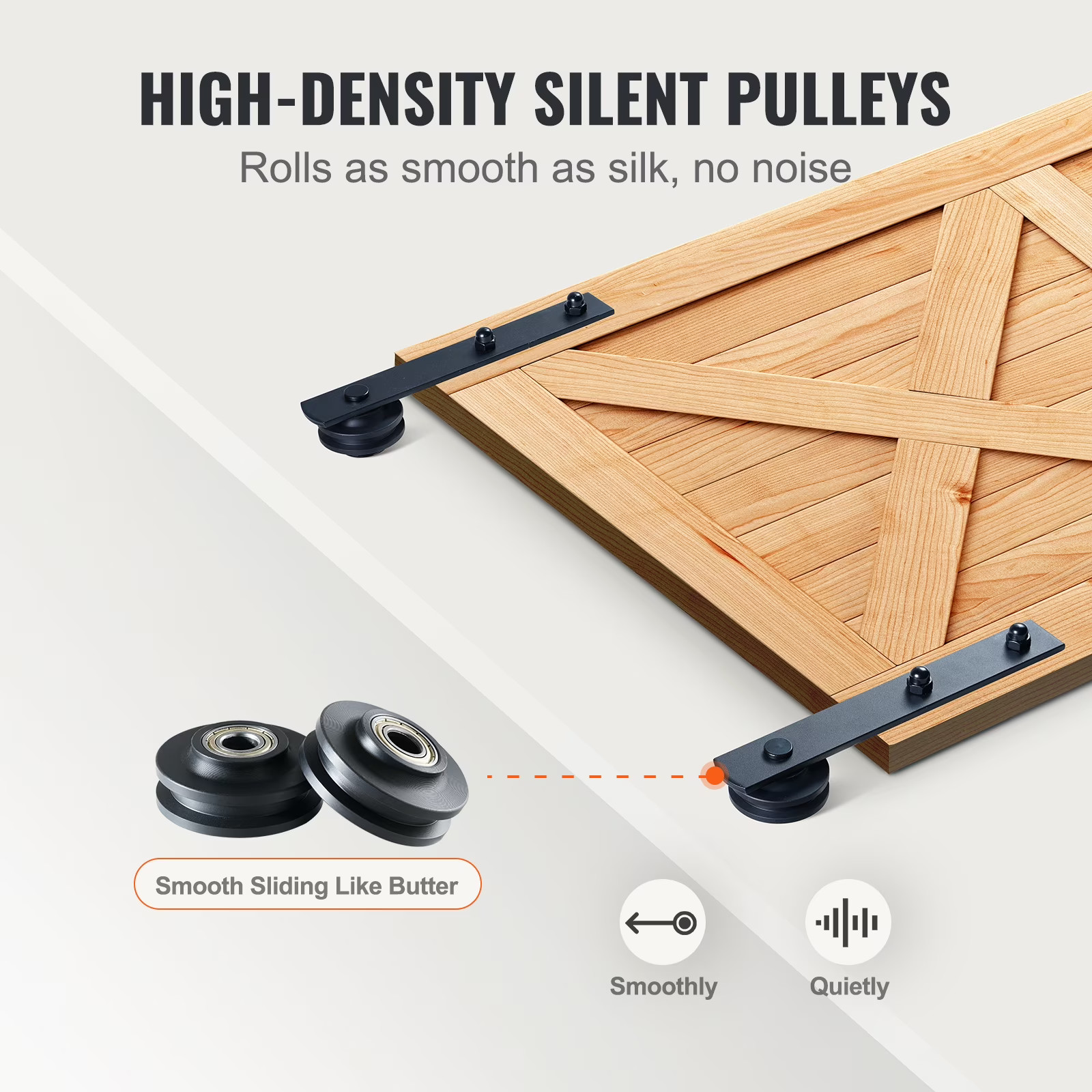 KFFKFF 8FT Double Barn Door Hardware Kit, 330LBS Load Capacity