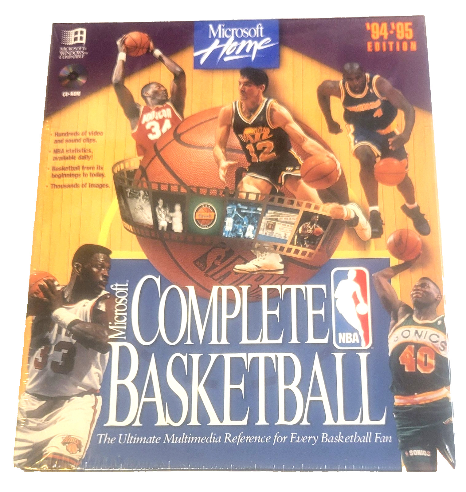 MICROSOFT '94-'95 Edition COMPLETE BASKETBALL Vintage BIG BOX Windows CD-ROM New