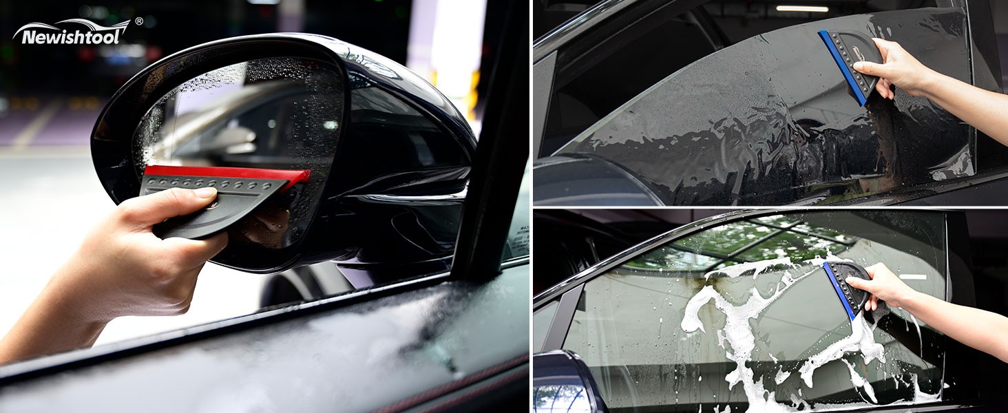 Window Tint Squeegee Black Small Scraper for Vinyl PPF Tools, 3 PCS Different