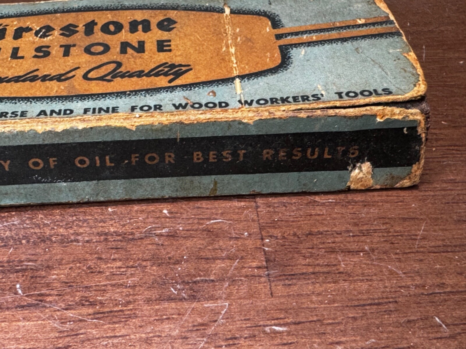Vintage Firestone Sharpening Oilstone With Original Box