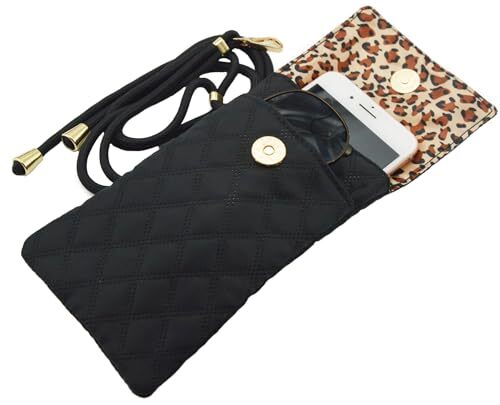 Soft Glasses Case Double Eyeglasses Case for Women with Adjustable Black