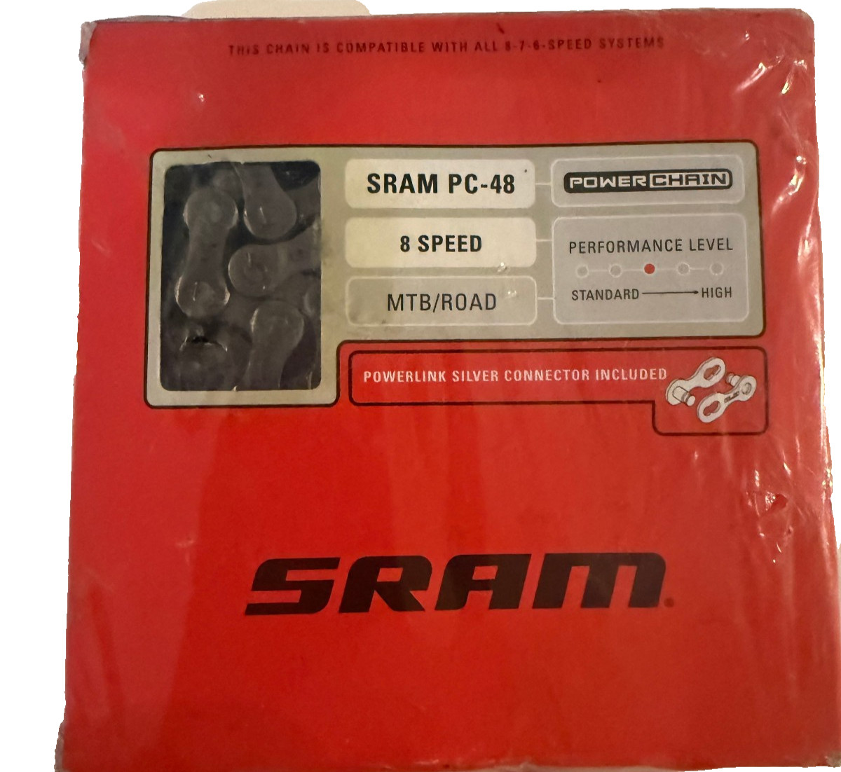 SRAM PC-48 Bicycle Chain 8 Speed 114 Links  1/2" x 3/32" New Sealed