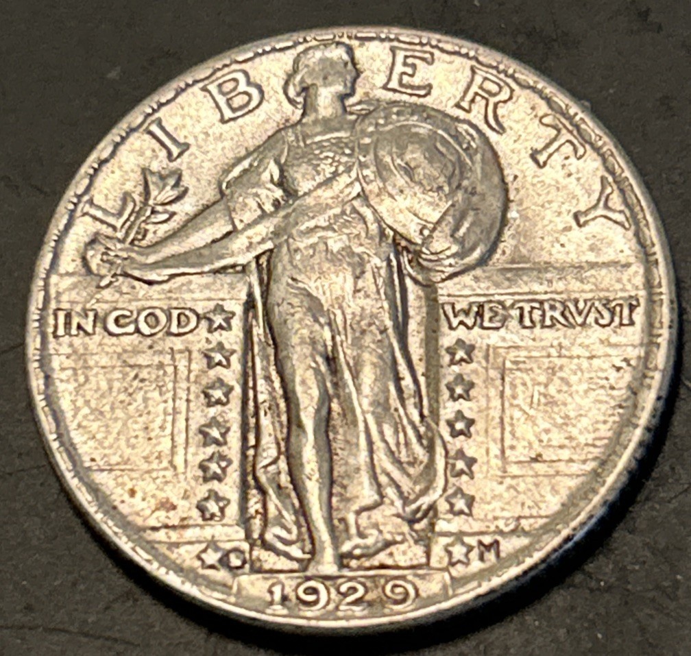 1929 D Standing liberty Quarter - AU-Near Full Head/Luster - Only 1.3 Mil Minted