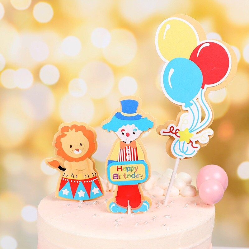 5 PCs Circus Cupcake Topper Set Birthday Cake Decorations
