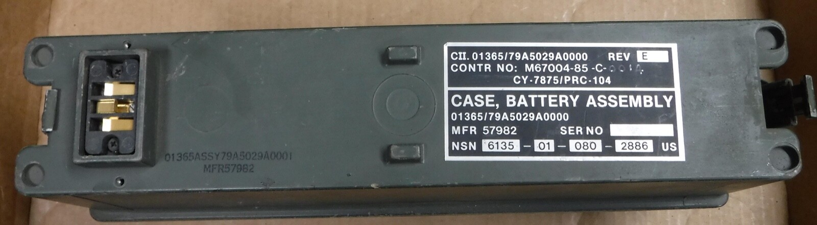 CY-7875/PRC-104  REV E  BATTERY HOLDER/CHARGER  TESTED GOOD .   free shipping