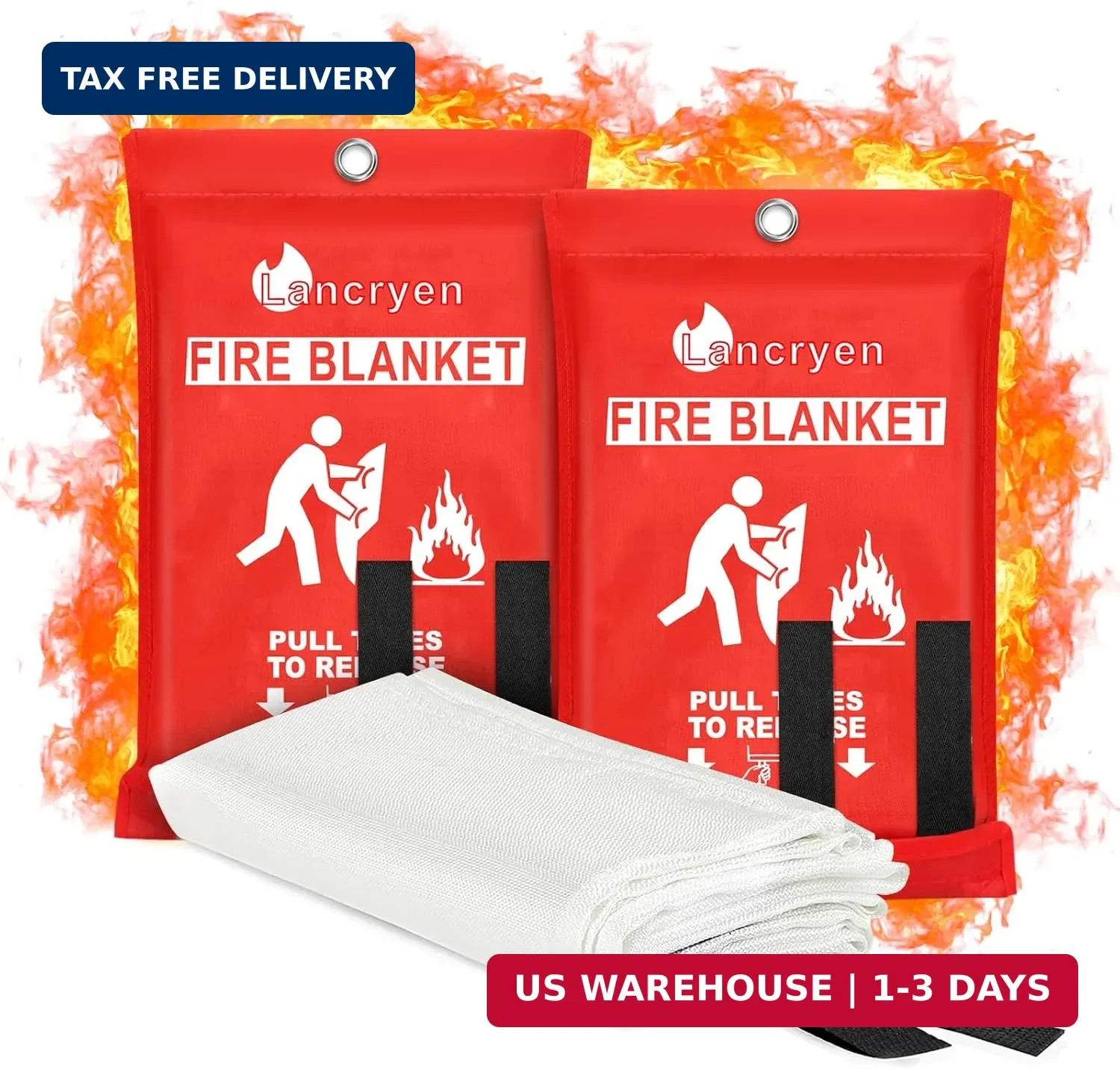 Lancryen Emergency Fire Blanket, Fire Extinguisher Blanket, Fire Suppression Fab