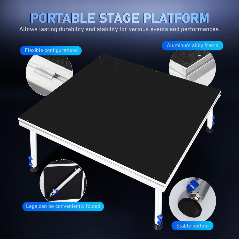 4FTX4FT Portable Riser Stage Kit System w/ 24"-40" Adjustable Height for School