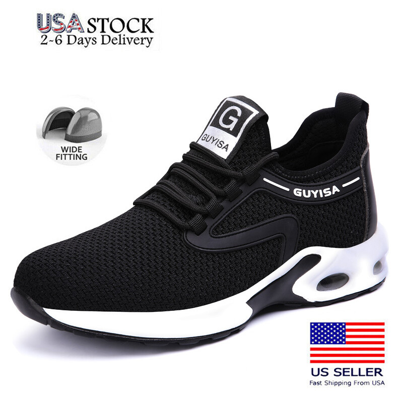 Men Air Cushioned Steel Toe Work Safety Shoes Anti-Smash Anti-Puncture Sneakers