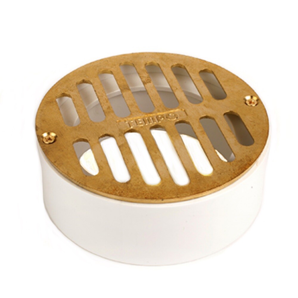 Tempo 3" Flat Brass Grate w/ PVC Collar
