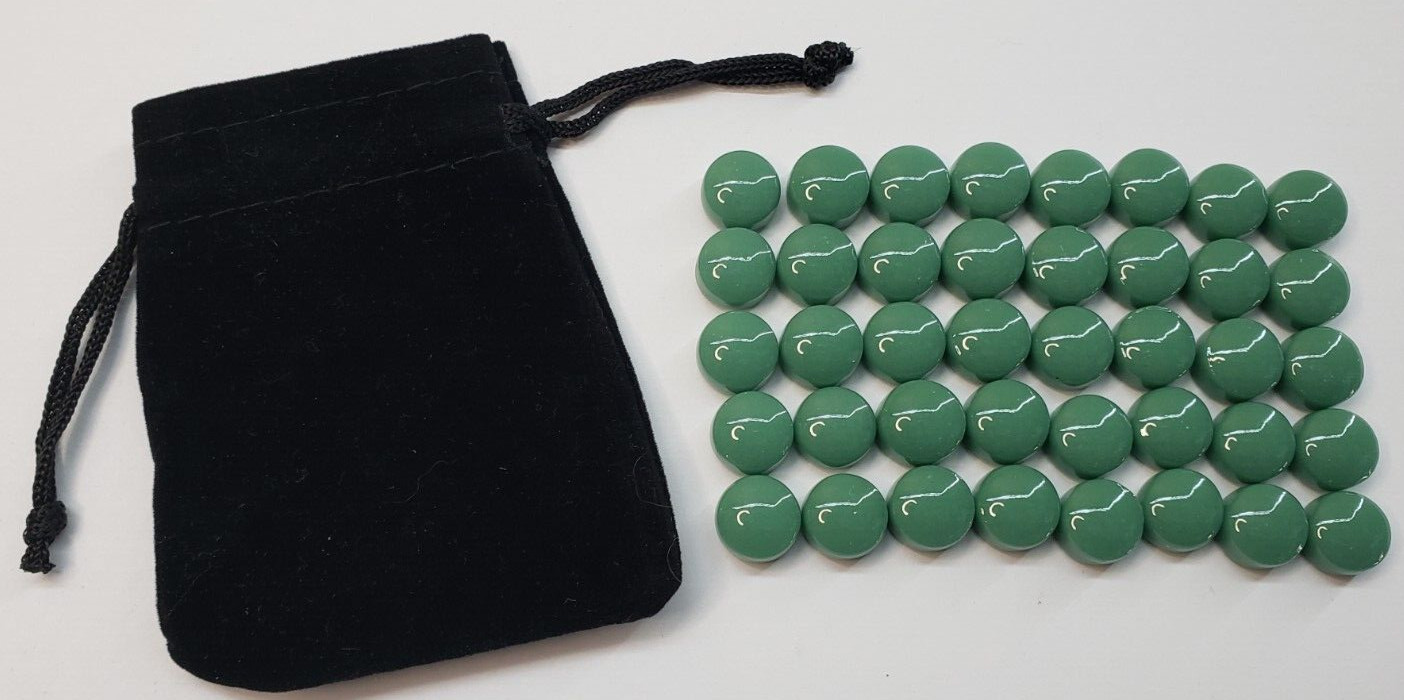 Set of 40 SOLID OLIVE GREEN Pente Glass Stone Game Piece part replacement NEW