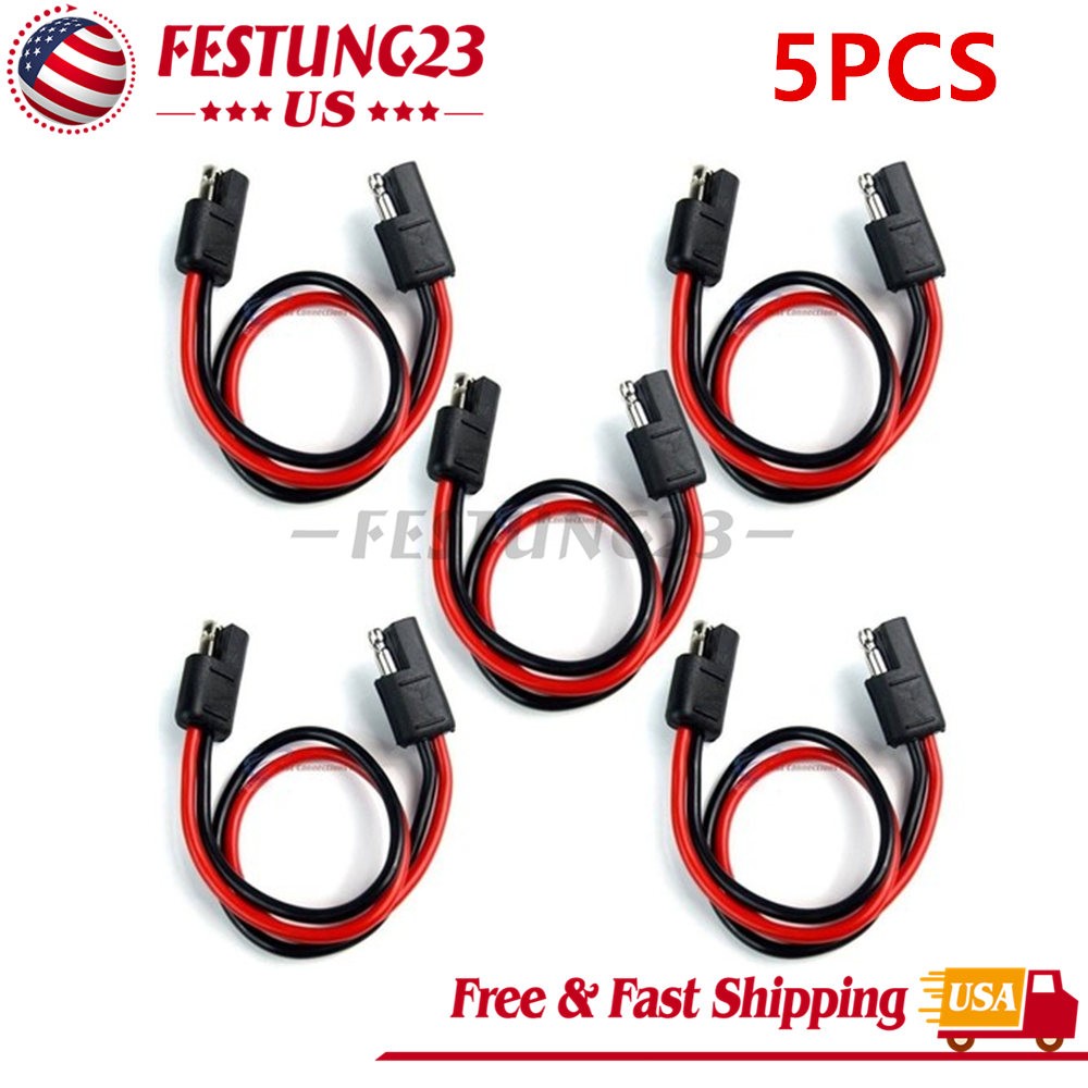 5PCS 14 Gauge 12" Power Connectors Cable 2 Pin Quick Disconnect Polarized Wire