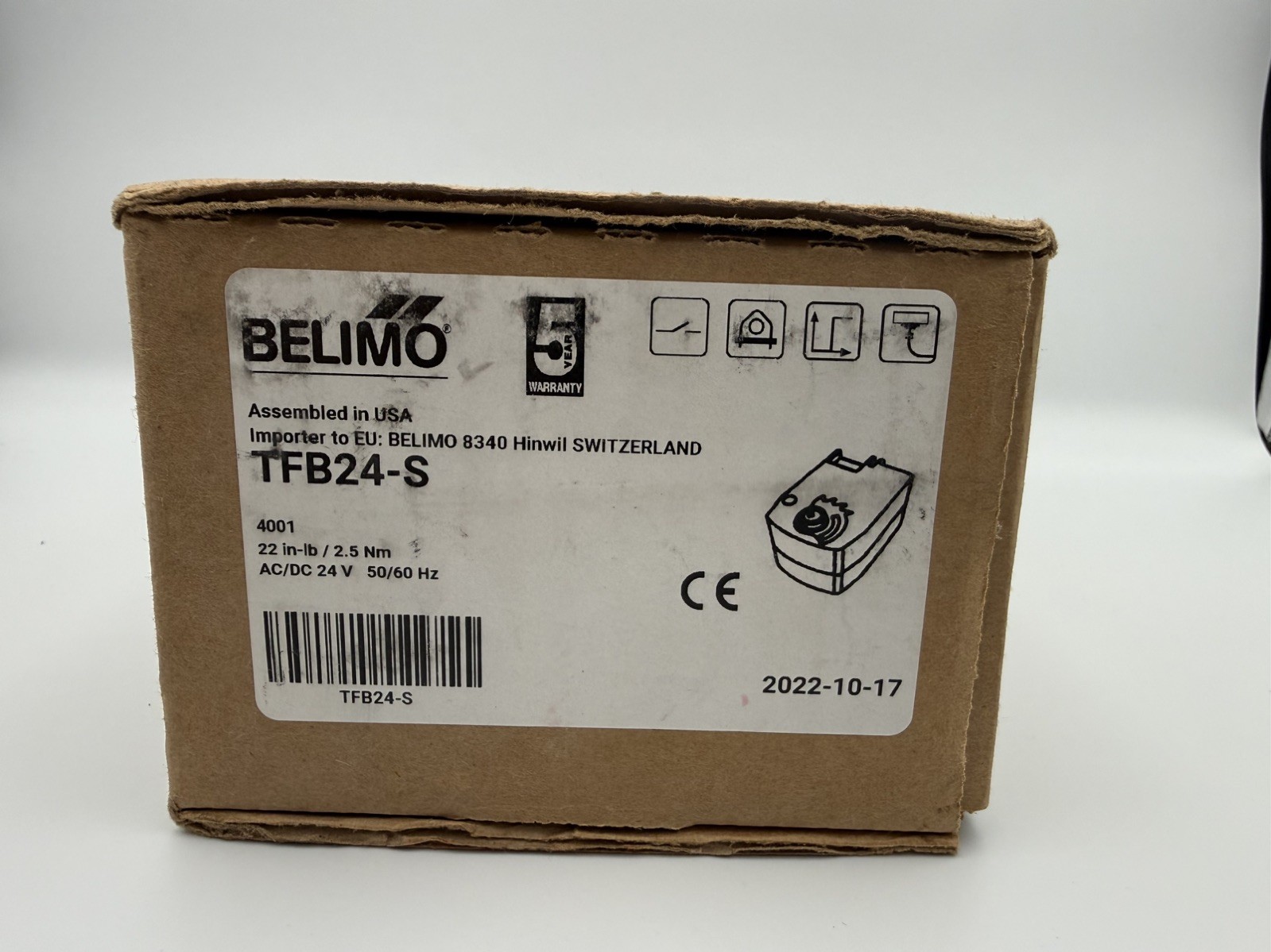 Belimo TFB24-S AC/DC 24V Spring Return Auxiliary Switch - Orange New