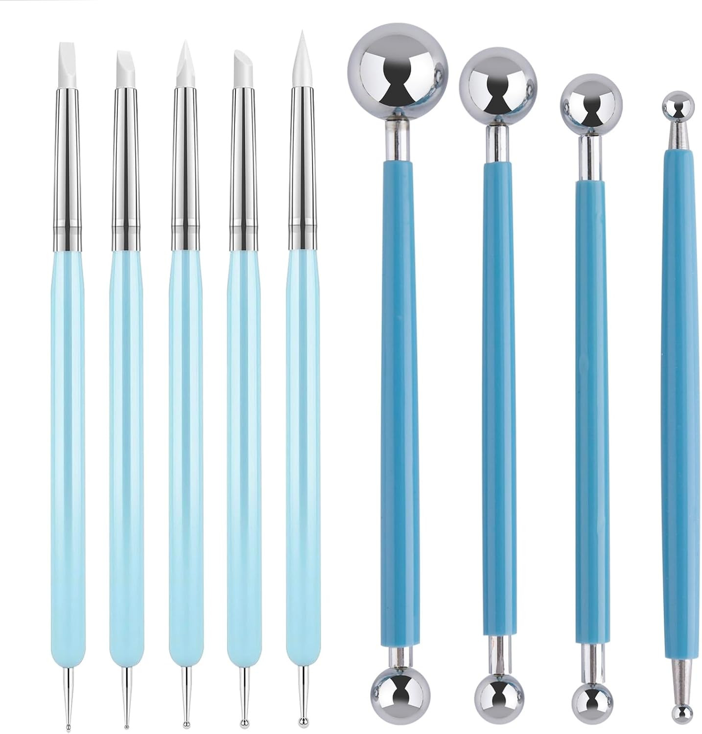 9PCS Sculpting Clay Dotting Tools, Dotting Tools for Painting Mandalas, 2-Way Ba