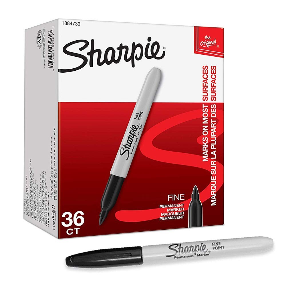 Permanent Marker Fine Point, Black with Sharpie Quick Drying/Waterproof - 36 Cou