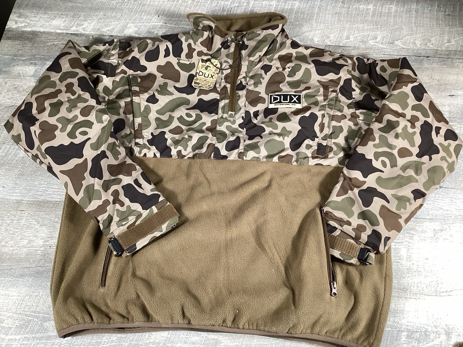DUX Mens Waterfowl Thermal Wader Jacket Camo Pullover Hunting Fleece L New