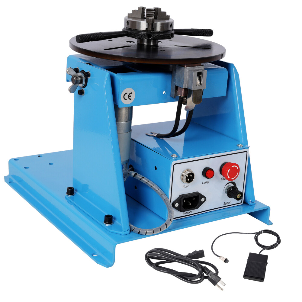 10KG Rotary Welding Positioner, 20W Portable 110V, 0-90° Turntable w/3-Jaw Chuck