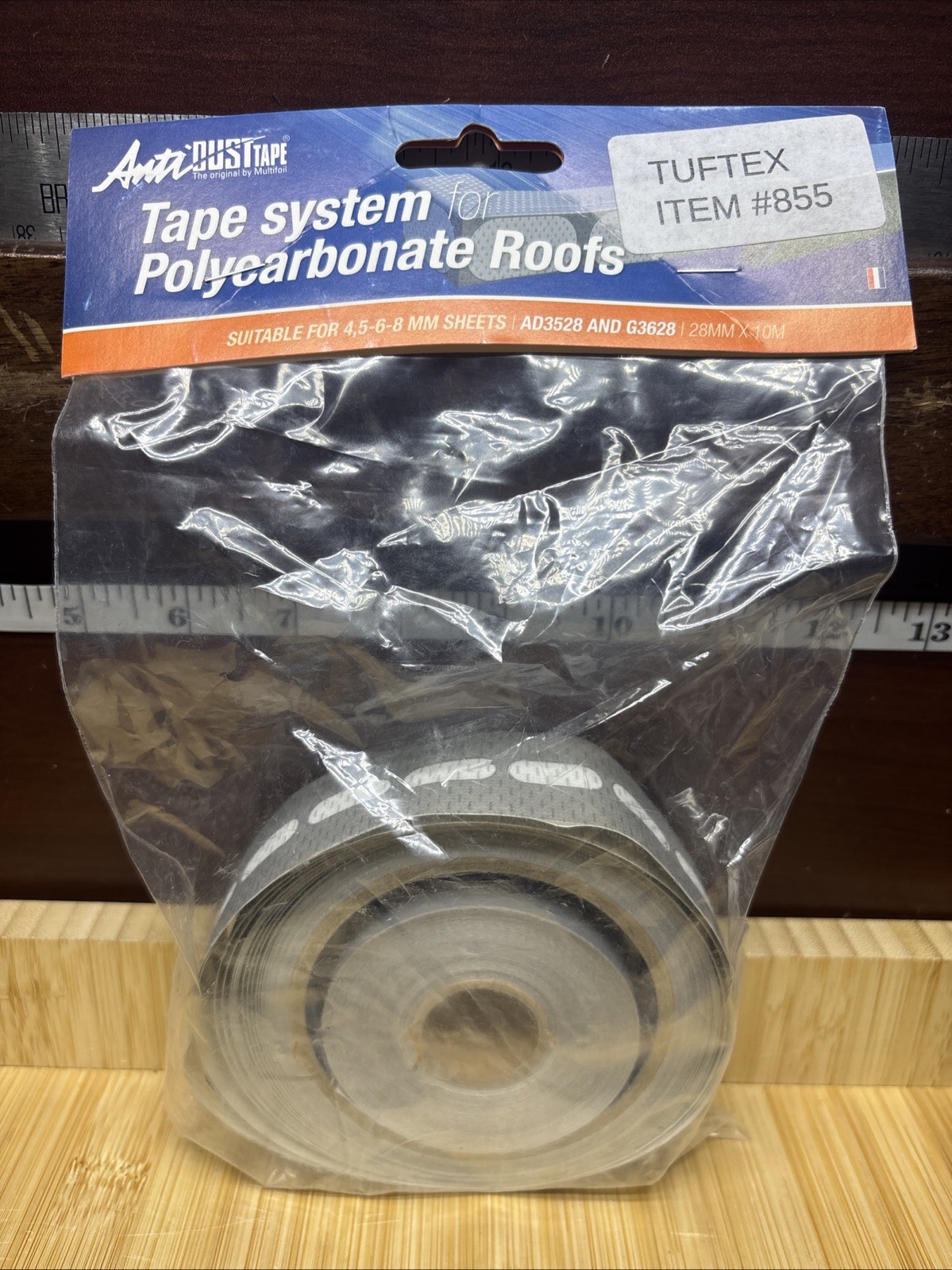 Tuftex 855 Roof Seam Tape, Gray Anti DUST TAPE For Polycarbonate Roofs 4, 6, 8mm