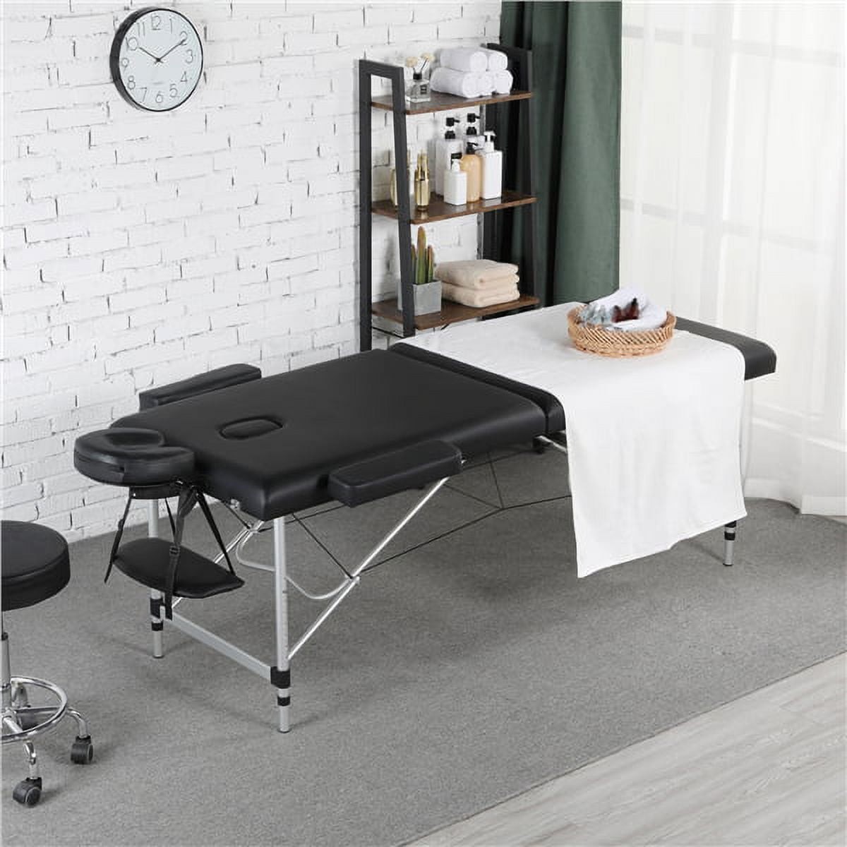 3 Section Adjustable Aluminum Massage Table W/ Headrest & Armrest 84" Black