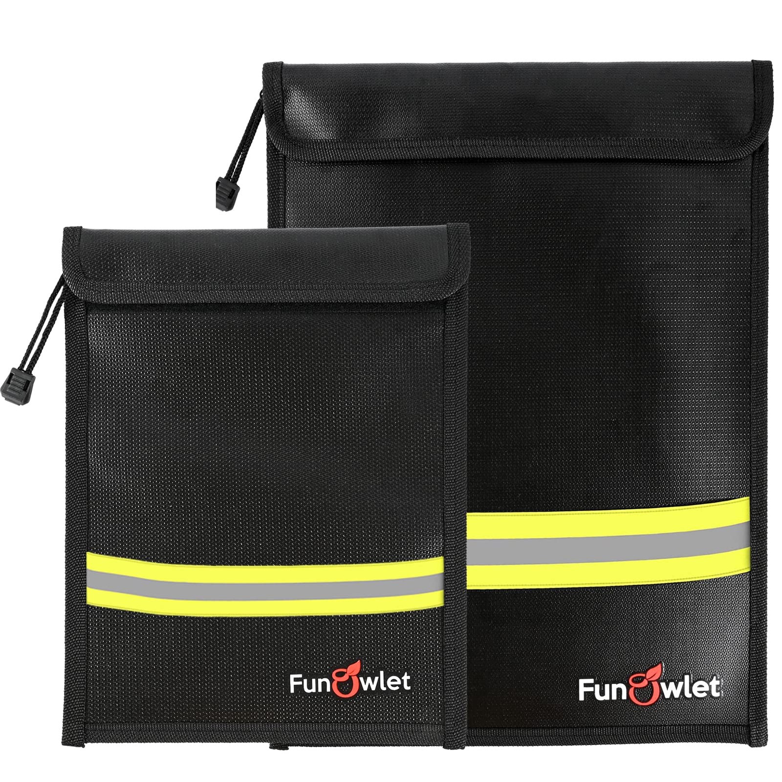 Fireproof Waterproof Money Document Bag - 2 Pack Safe Upgraded Zipper Bags, F...