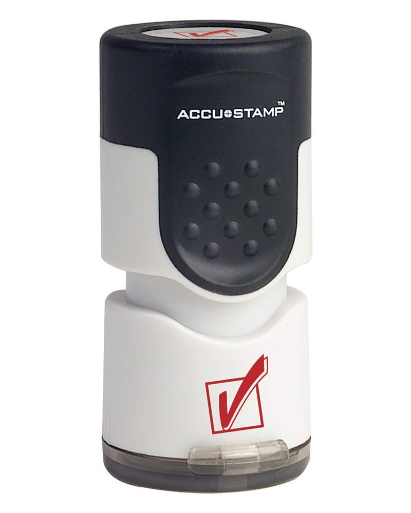 ACCUStamp Round Message Stamp Check Mark Symbol 5/8 Inch Red 035658 Office
