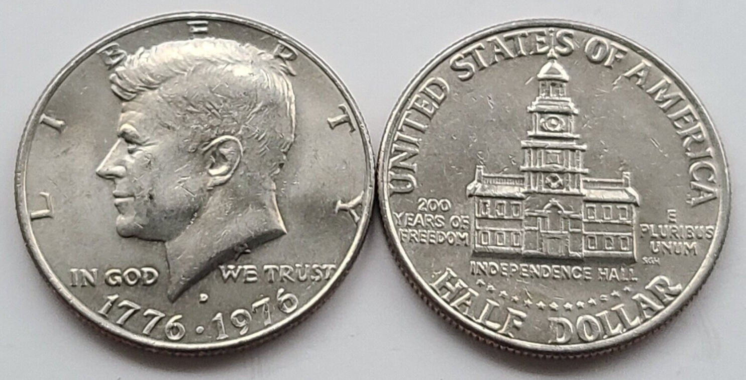 1976 D Bicentennial JFK John F KENNEDY HALF DOLLAR Circulated / 1776 - 1976