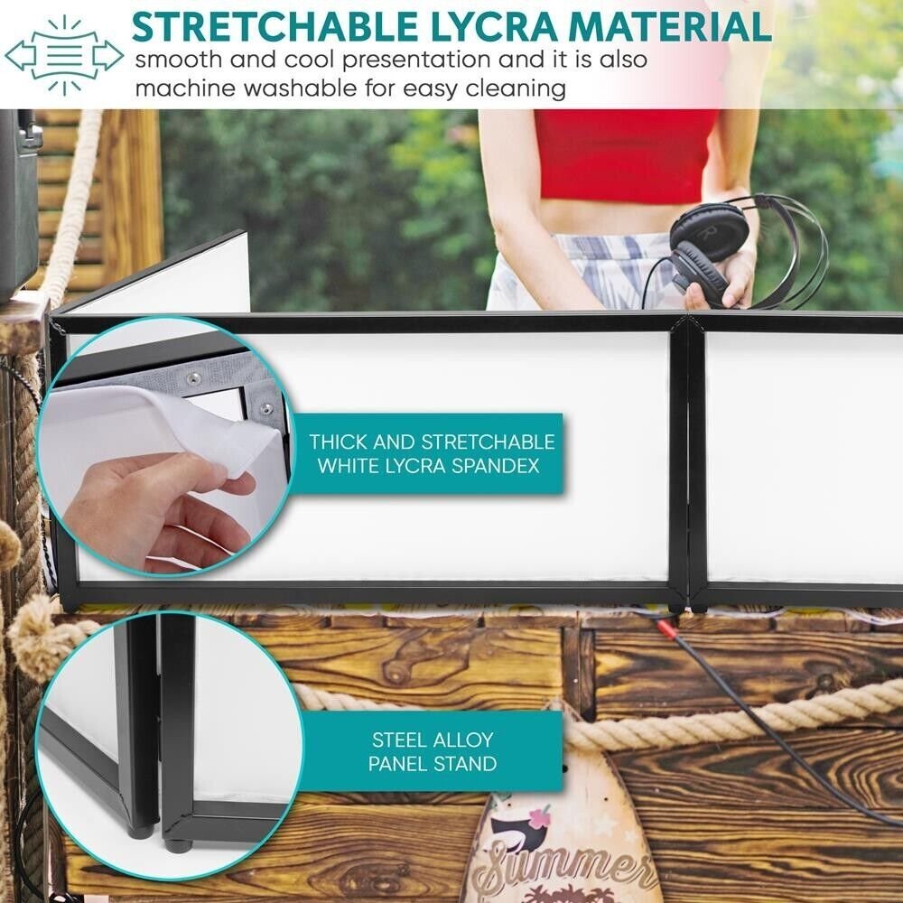Pyle Tabletop DJ Booth Cover Screen-DJ Façade Front Board Display - White