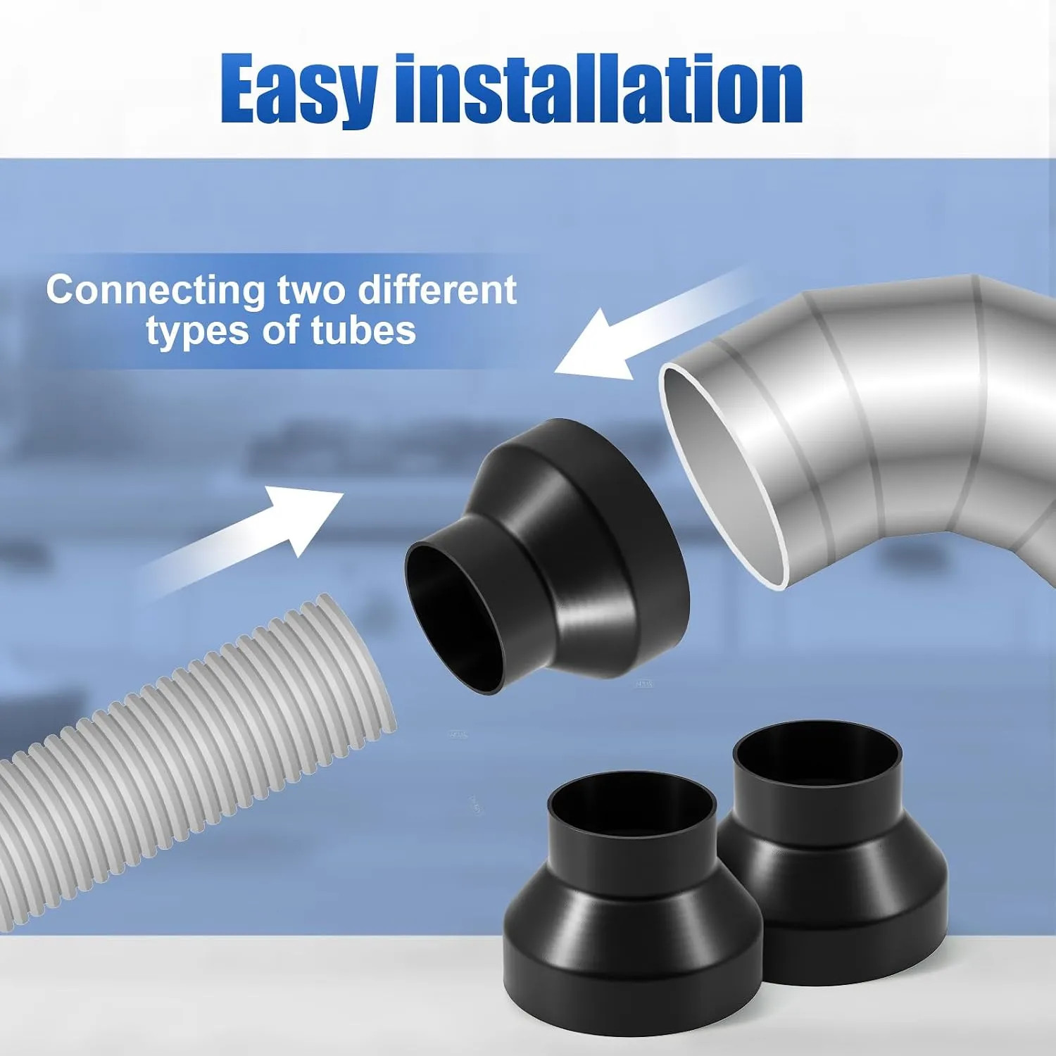 6 To 4 Inch Duct Reducer Increaser ABS Adapter For HVAC Ventilation System 2...