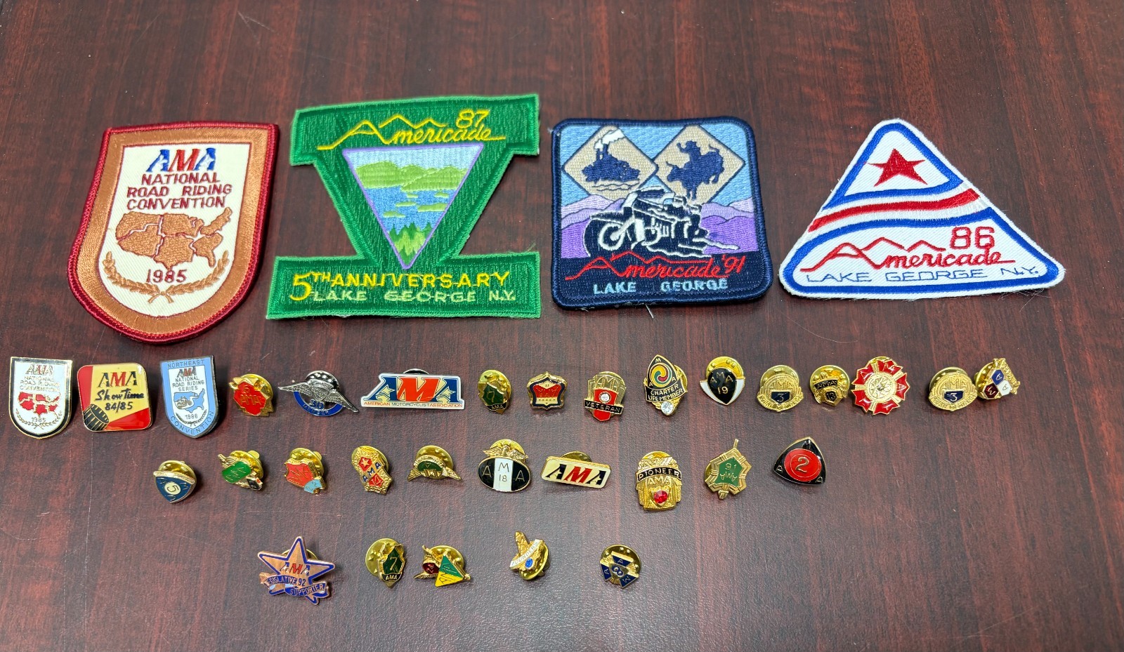 Assorted "AMA" VINTAGE Motorcycle Patches And Pins