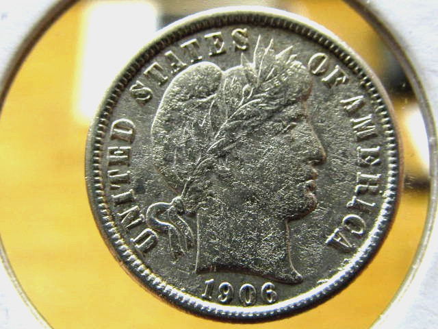 Scarce AU 1906-O Barber dime ... tough to find ( item #4D042*^ )