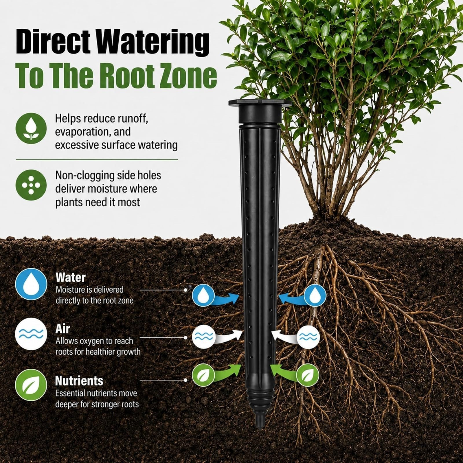 6 Pack Tree Watering Stakes - UV Protected ABS Plastic Irrigation Spikes