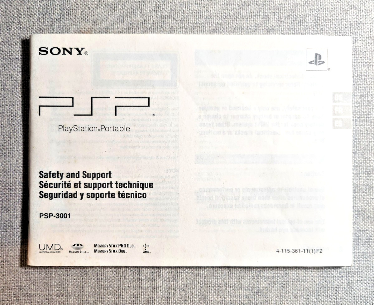 Sony PSP Safety and Support Guide (PSP-2001) - PlayStation Portable