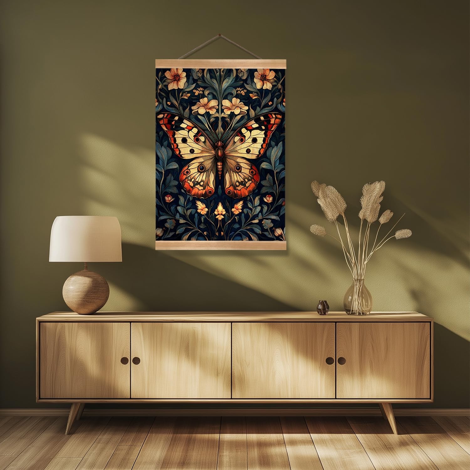 ZTGDA William Morris Abstract Vintage Floral 16"L x 12"W, Colour-Butterfly03