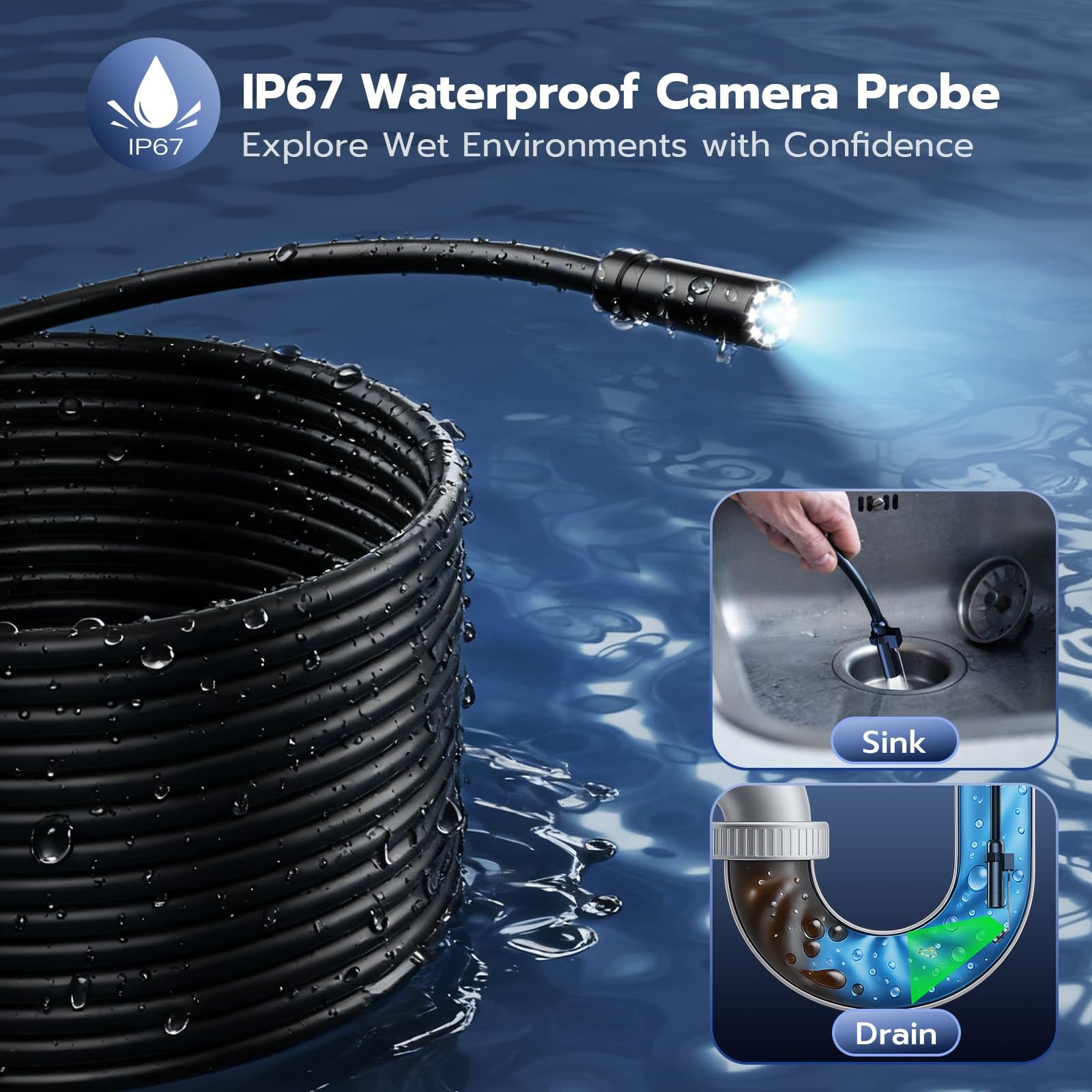 Endoscope with Light, 2.8" IPS 1080P HD Handheld Borescope, 8 Adjustable LEDs...