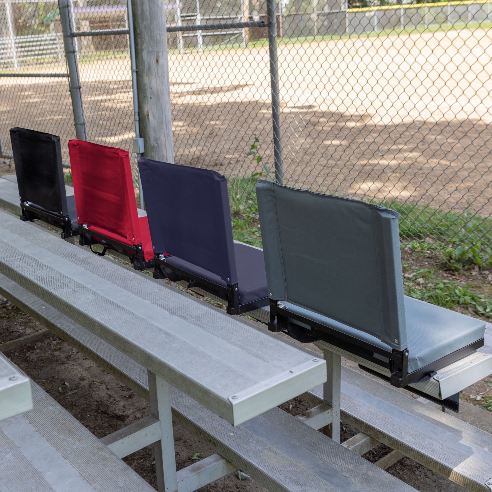 Bleacher Seat - Stadium Seat Cushion with Back Support, Black
