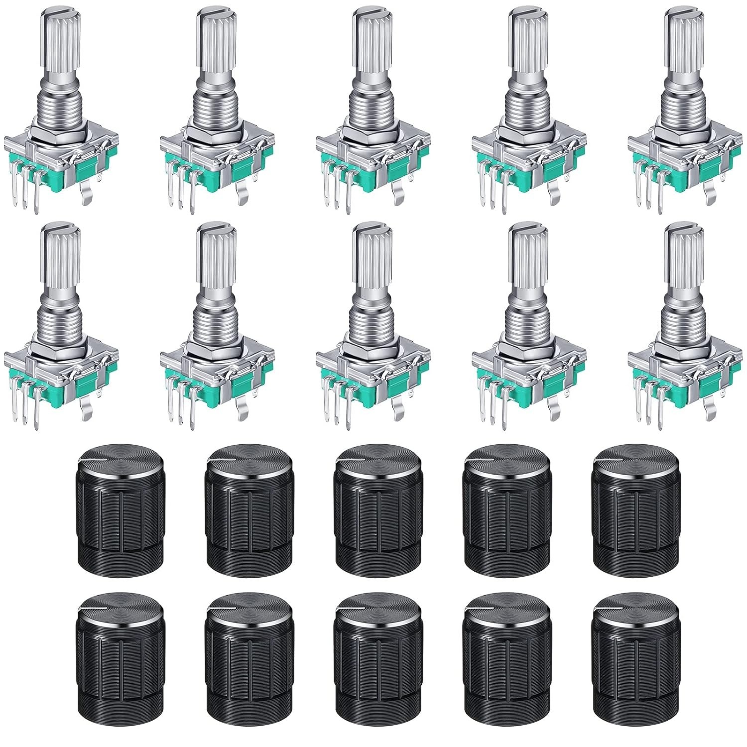 10 Pcs 360 Encoder Code Switch Digital Potentiometer with Push Button 5 Pins ...