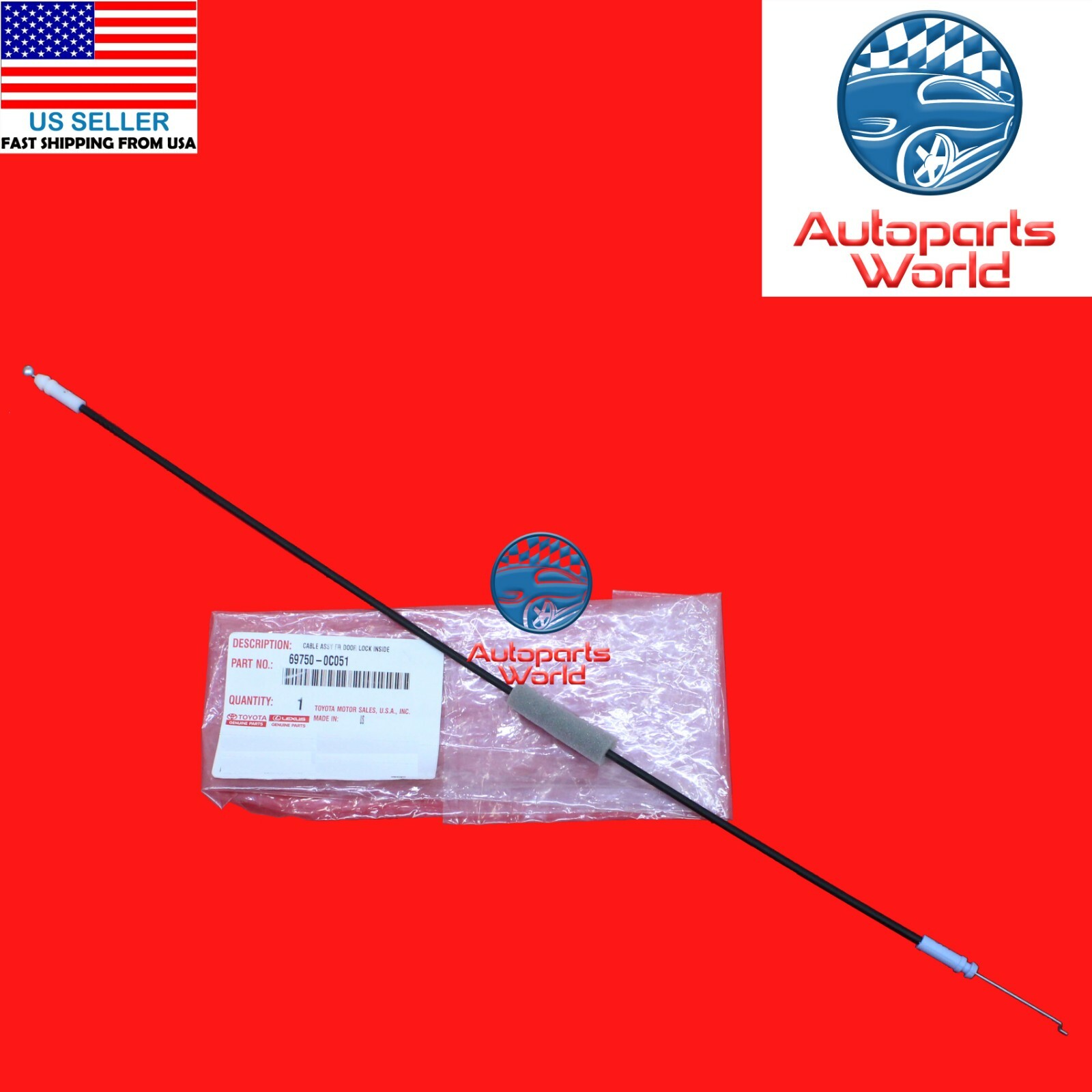 GENUINE OEM TOYOTA 2013-2021 TUNDRA INSIDE FRONT DOOR LATCH CABLE 69750-0C051