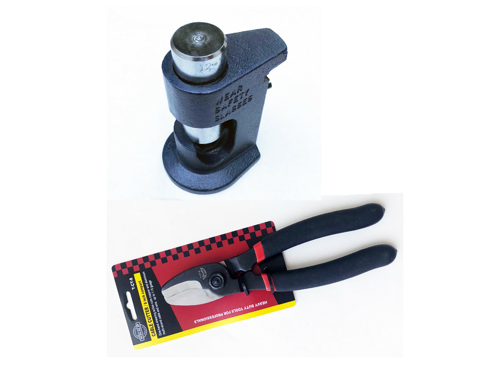 Large Gauge Hammer Crimper  Tool 1/0 to 8 Gauge AWG + Quality 8" Cable Cutter