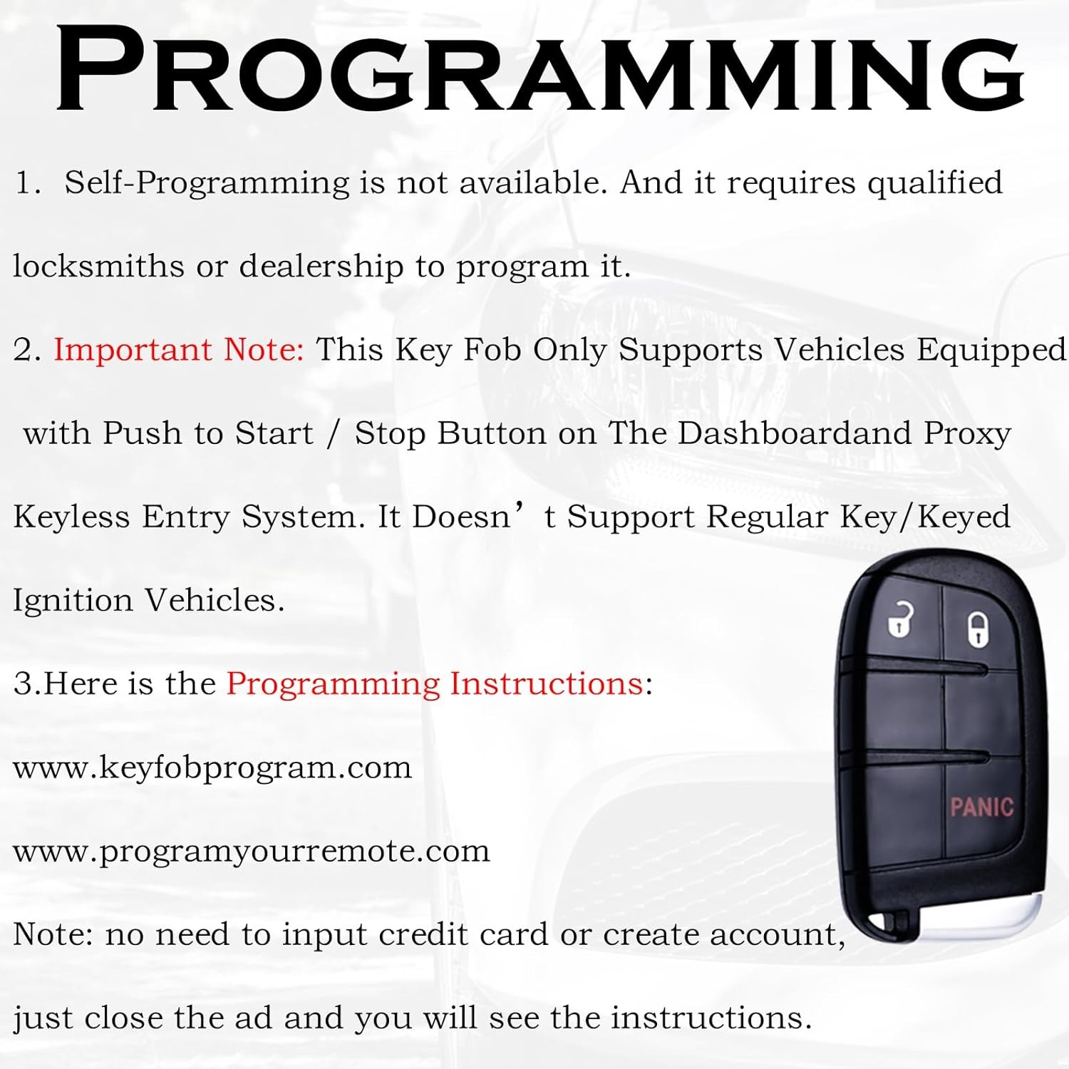 Key Fob Remote Replacement Smart Keyless Entry