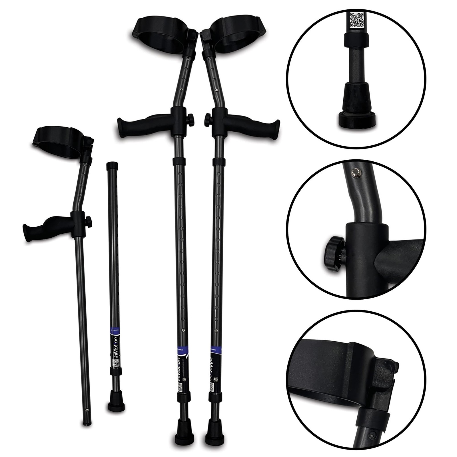 in-Motion Forearm Crutches | Spring Assist | Ergonomic Handles | Articulating Ti