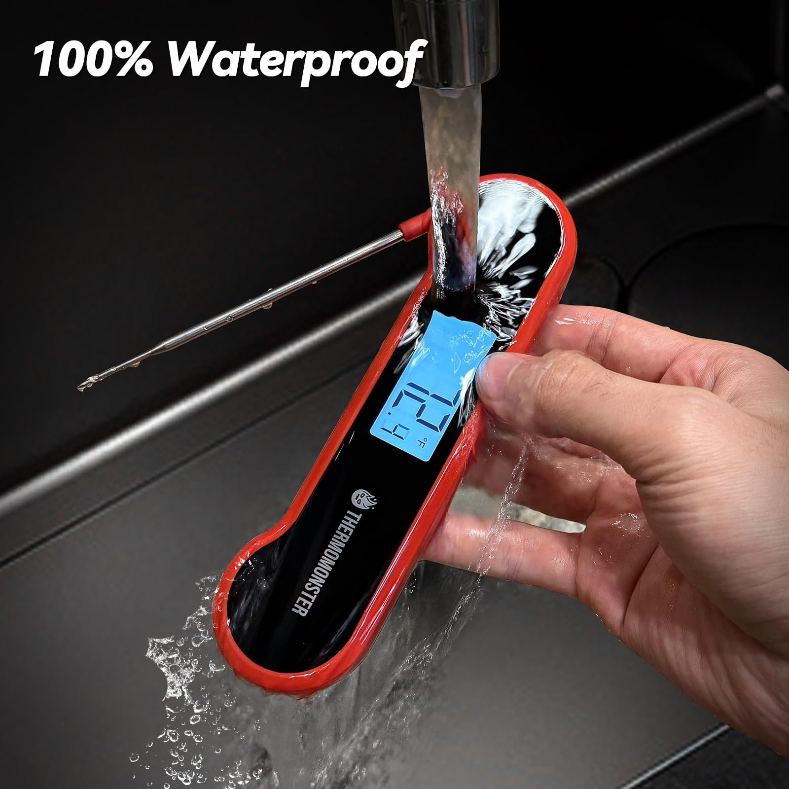 0.5 Sec Instant Read Meat Thermometer Digital for Cooking, Red