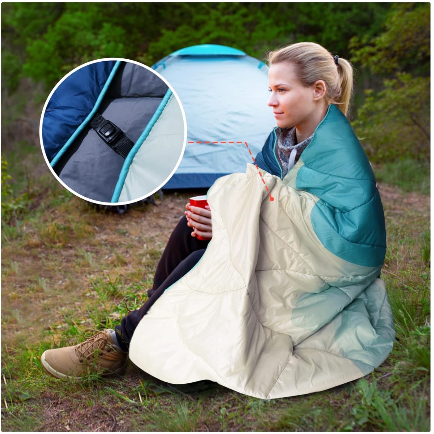 Packable Puffy Blanket - Waterproof Rip-stopped Bag Included