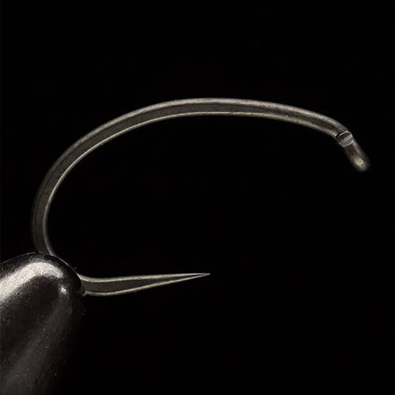DAIICHI 1929 HOOK - Heavy Barbless Scud Fly Tying Hooks (Matte Black) - 25 Pack
