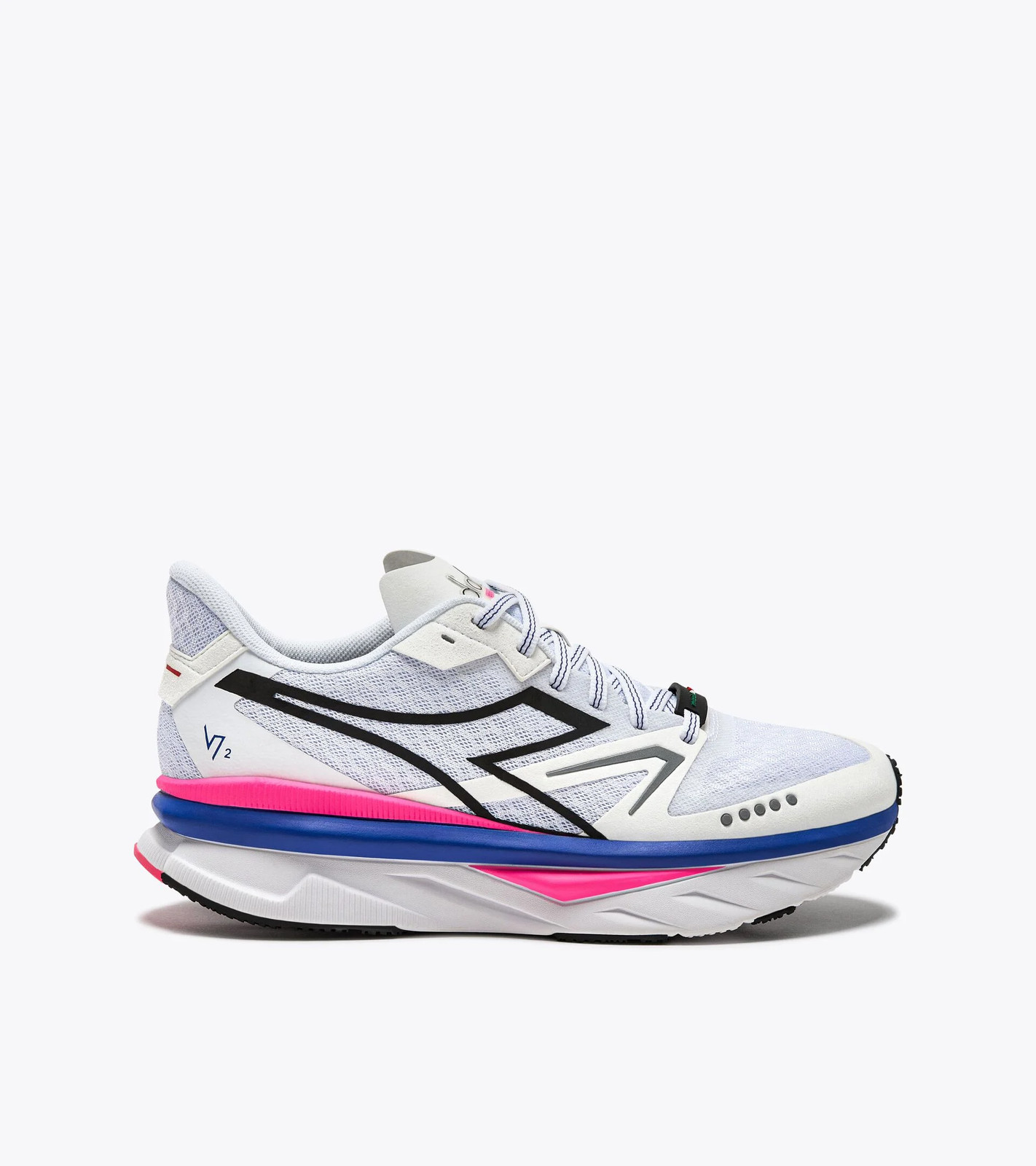 Men's Diadora Atomo V7000-2, White/Surf The Web/Pink Fluo, 10 D Medium US