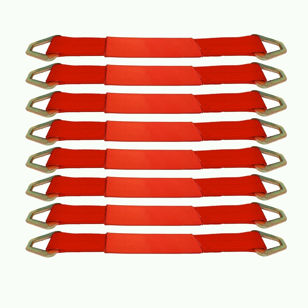 8 Pack 2"x36" Axle Straps Car Hauler Tow Truck Wrecker Wheel Tie Down Strap, Red