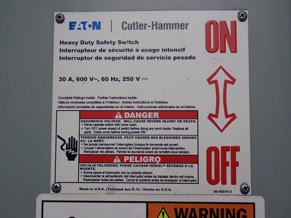 EATON HEAVY DUTY SWITCH 30 A 03260560040